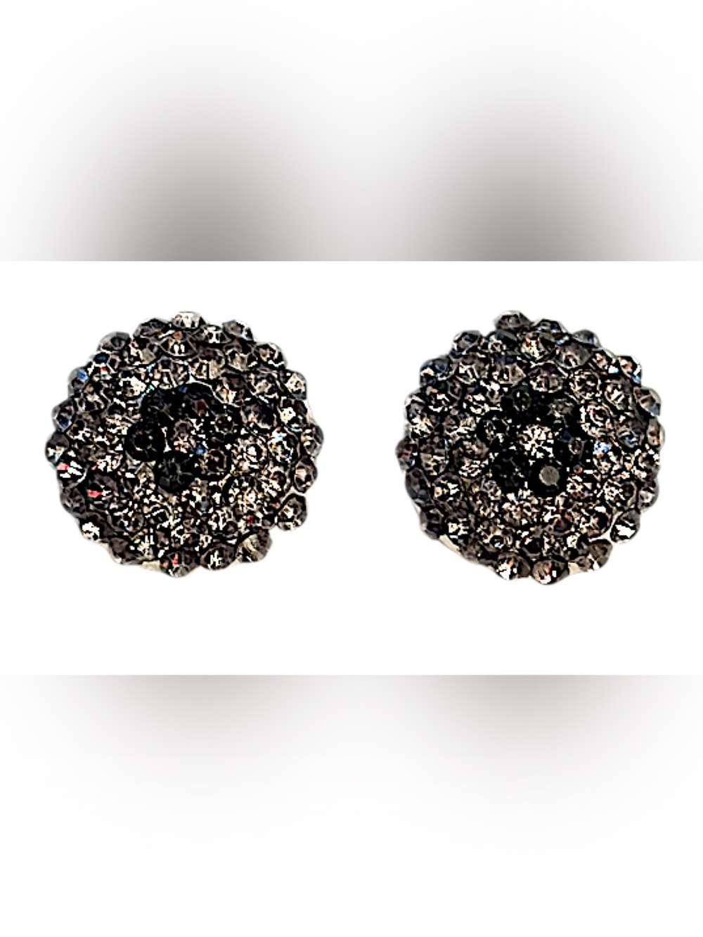Round Black Gray Crystal Rhinestone Earrings